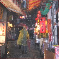 大雨の路地